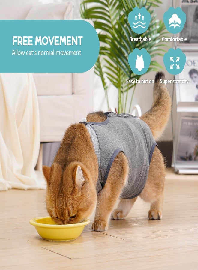 Avont 2 Pack Cat Recovery Suit - Kitten Onesie for Cats After Surgery, Surgical Spay Recovery Suit Female for Abdominal Wounds or Skin Diseases Protection -Grey/Dark Grey(L) - Image 3